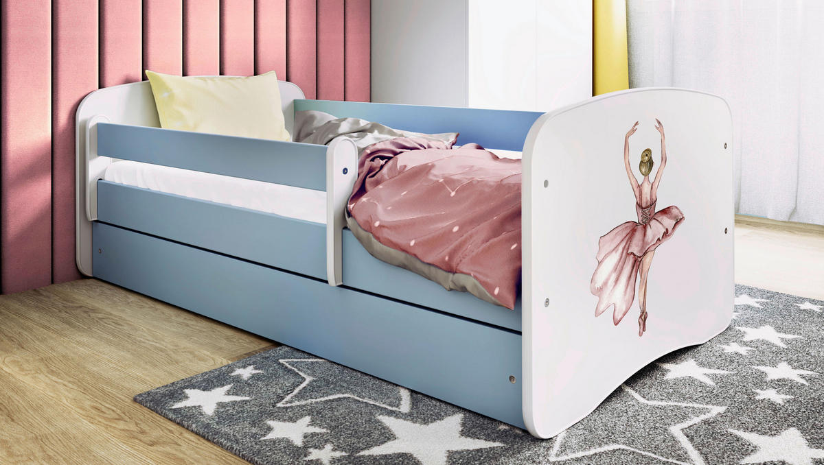 KINDER-/JUNIORBETT 80/160 cm  in Blau, Weiß  - Blau/Birkefarben, MODERN, Holz/Holzwerkstoff (80/160cm) - MID.YOU