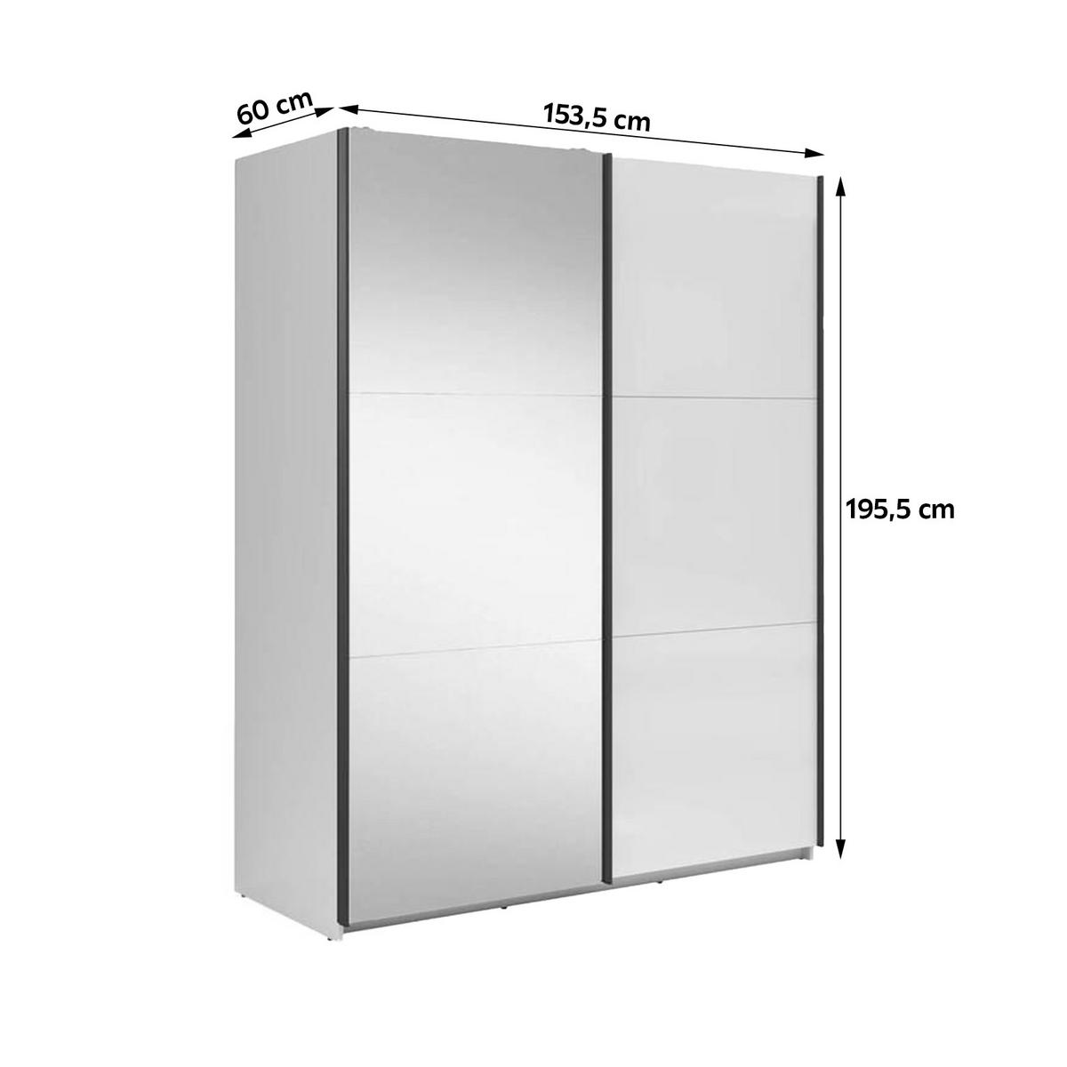 OMARA Z DRSNIMI VRATI, prozorno, bela, visoki sijaj  - bela/visoki sijaj, Moderno, kovina/steklo (153,5/195,5/60cm) - MID.YOU