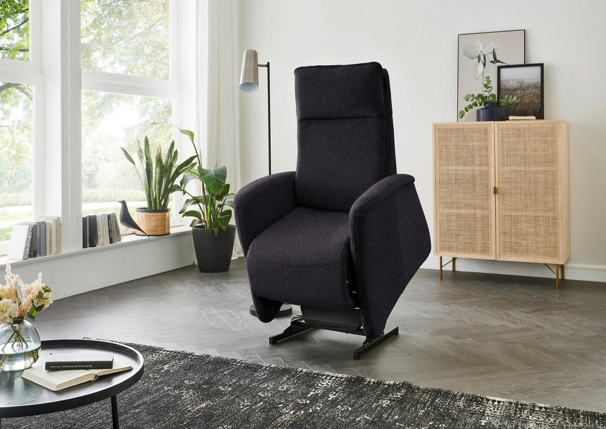 FERNSEHSESSEL in Chenille Anthrazit  - Anthrazit, Konventionell, Textil (79/114/87-176cm) - Valdera