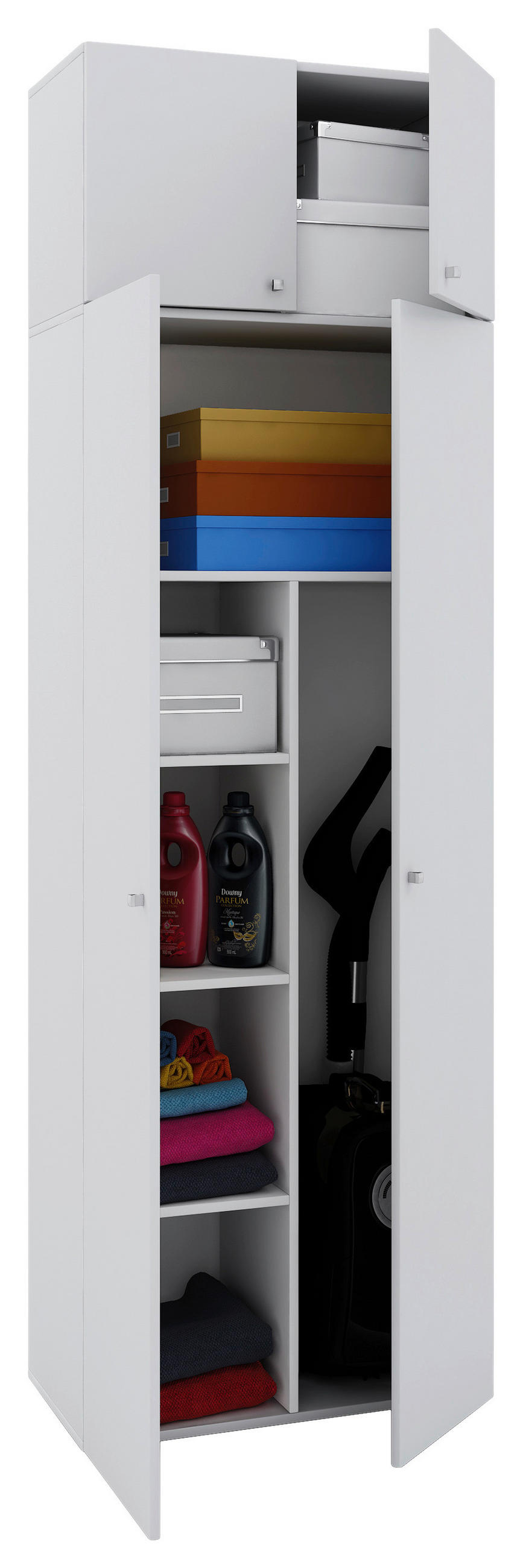 MEHRZWECKSCHRANK 70/218/39 cm  in Weiß  - Silberfarben/Weiß, MODERN, Holzwerkstoff/Kunststoff (70/218/39cm) - MID.YOU