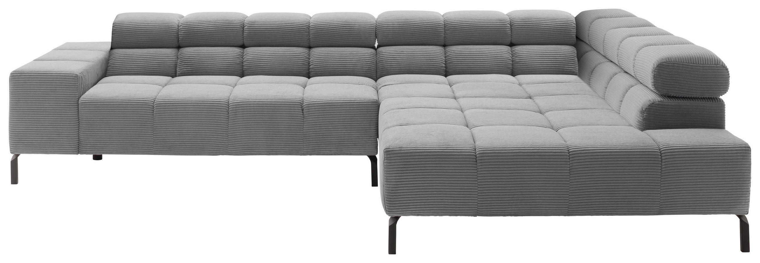 ECKSOFA in Cord Dunkelgrau - Dunkelgrau/Schwarz, Design, Textil/Metall (321/216cm) - Hom`in