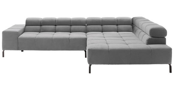 ECKSOFA in Cord Dunkelgrau  - Dunkelgrau/Schwarz, Design, Textil/Metall (321/216cm) - Hom`in