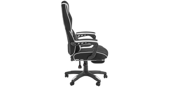 GAMINGSTUHL in Lederlook, Mikrofaser, Vliesstoff Schwarz, Weiß - Schwarz/Weiß, Design, Kunststoff/Textil (65/114/67cm) - Novel