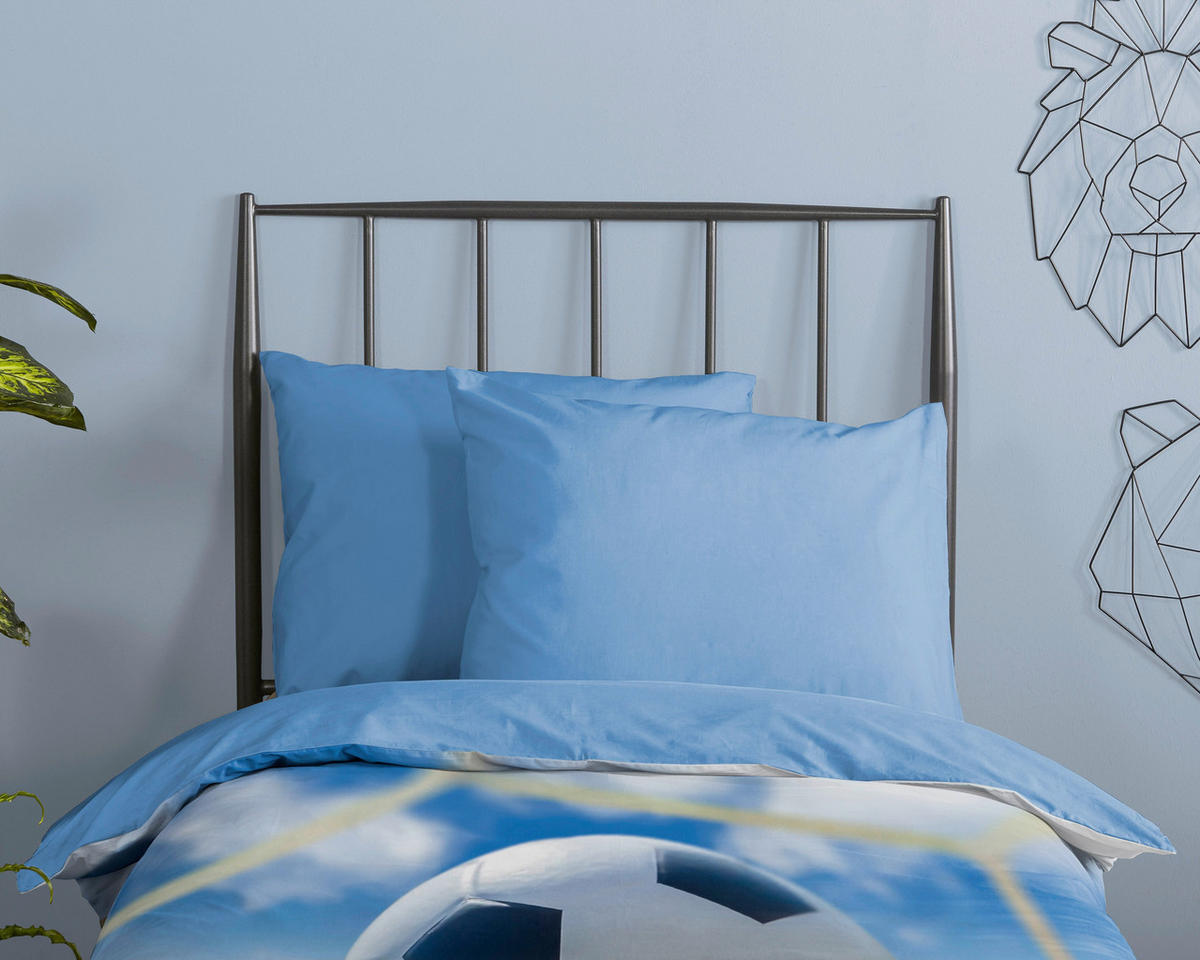 WENDEBETTWÄSCHE 2-teilig Good Morning Renforcé 140/200 cm  - Blau/Schwarz, Basics, Textil (140/200cm)
