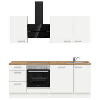 KÜCHENBLOCK   in Weiß, Eichefarben  - Edelstahlfarben/Eichefarben, MODERN, Holzwerkstoff/Metall - Nobilia