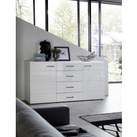 KOMODA, bela  - črna/bela, Design, umetna masa/leseni material (170/94/42cm) - Hom`in