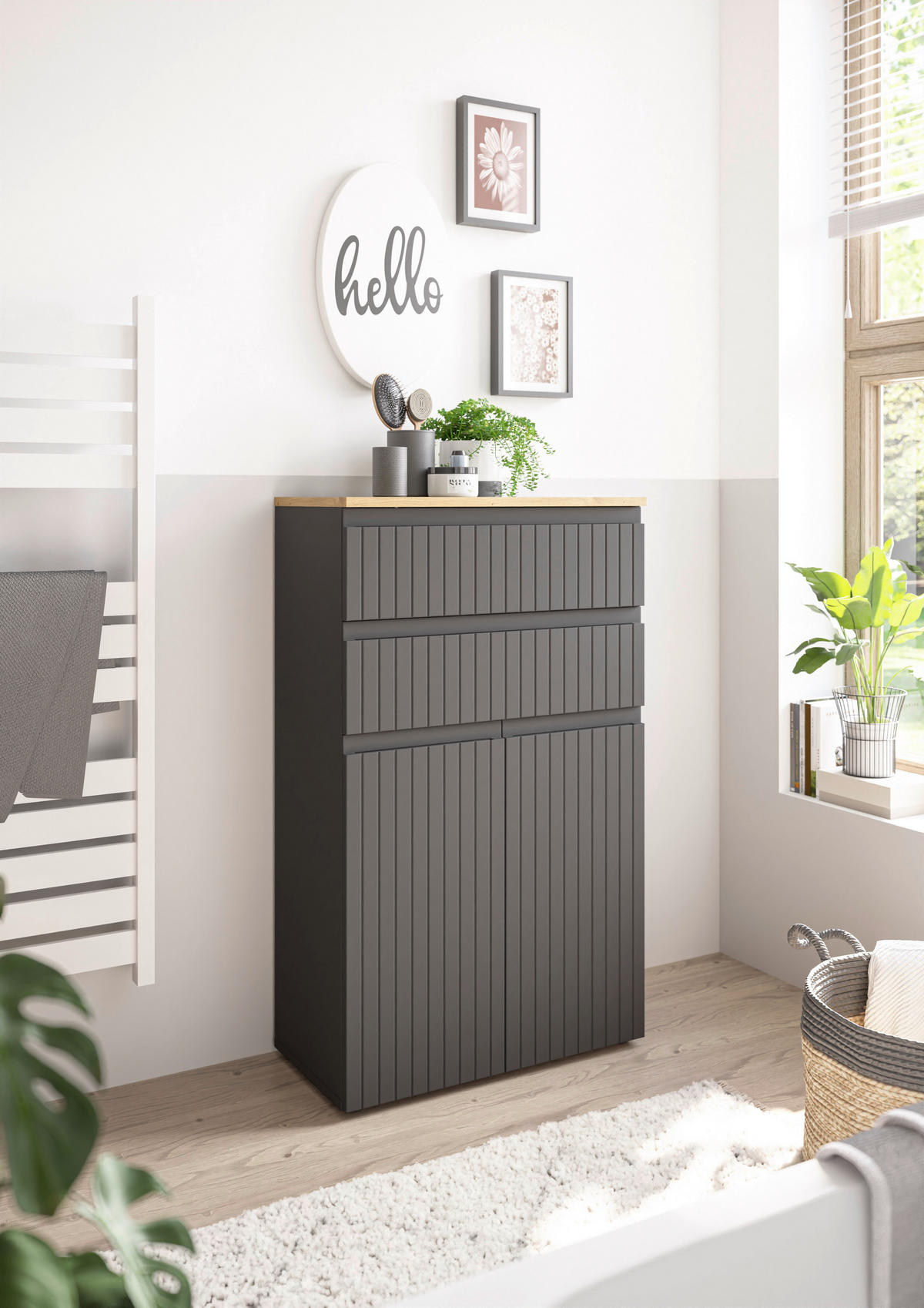 MIDISCHRANK 60/100/31 cm  - Eichefarben/Schwarz, MODERN, Holzwerkstoff/Kunststoff (60/100/31cm) - MID.YOU