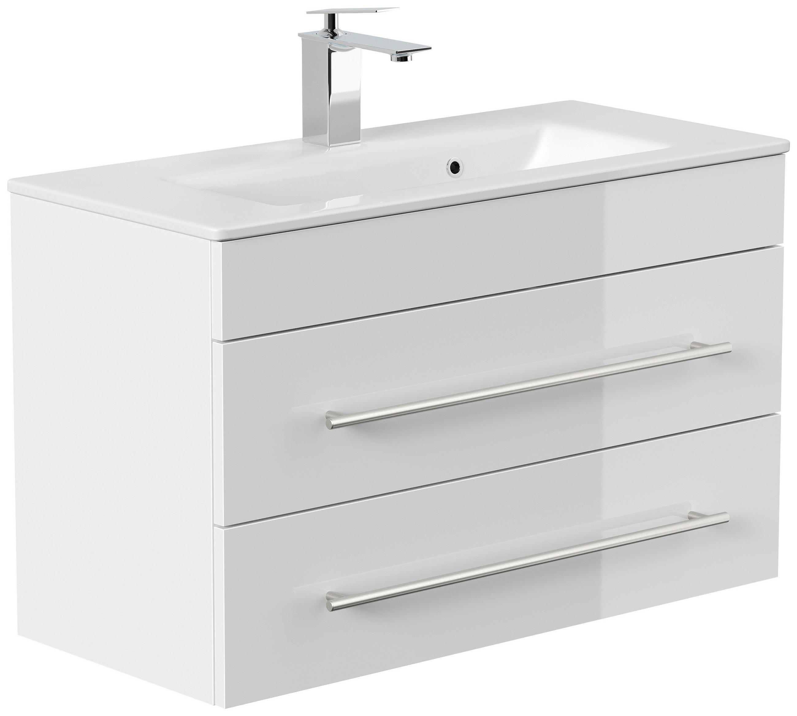 BADEZIMMER  in 80,4 cm  - Weiß Hochglanz/Silberfarben, MODERN, Keramik/Holzwerkstoff (80,4cm) - MID.YOU