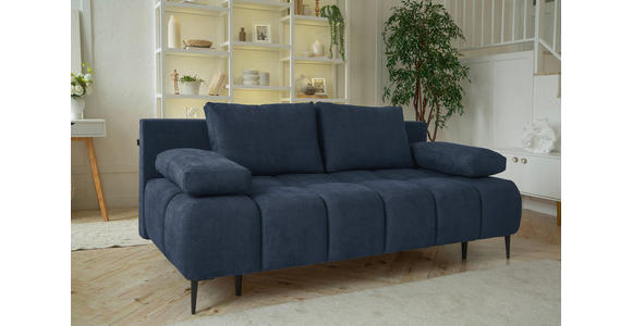 SCHLAFSOFA in Jacquard Dunkelblau  - Schwarz/Dunkelblau, MODERN, Textil/Metall (204/90/95cm) - Hom`in