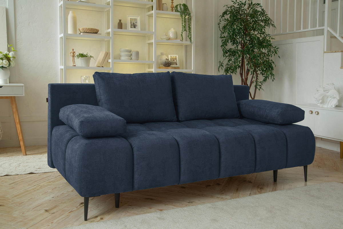 CANAPEA EXTENSIBILĂ textil albastru închis  - albastru închis/negru, Modern, metal/textil (204/90/95cm) - Hom`in