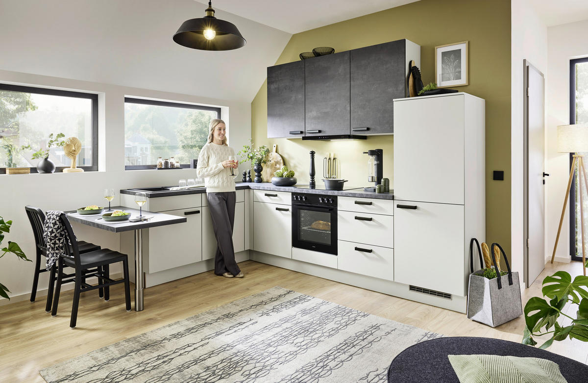 ECKKÜCHE XO 21 245/305 cm  in Hellgrau, Dunkelgrau  - Dunkelgrau/Hellgrau, Design, Holzwerkstoff/Metall (245/305cm) - Xora