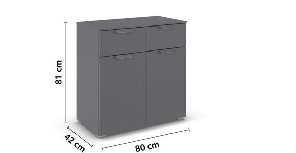 KOMMODE  in 80/81/42 cm  - Chromfarben/Dunkelgrau, Design, Holzwerkstoff/Metall (80/81/42cm) - Carryhome
