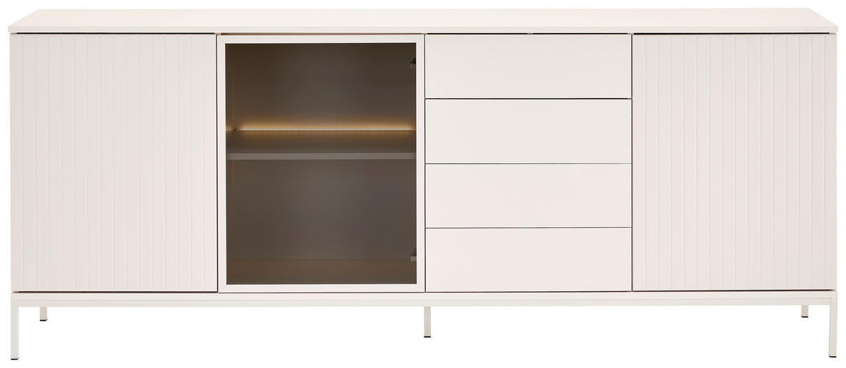 SIDEBOARD  205,8/81/38 cm 4 Schublade(n)  - Kaschmir, KONVENTIONELL, Glas/Holzwerkstoff (205,8/81/38cm) - Xora