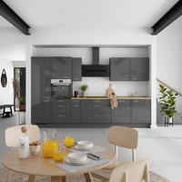 KÜCHENBLOCK Flash 360 cm  in Eichefarben, Schieferfarben  - Schieferfarben/Edelstahlfarben, MODERN, Holzwerkstoff/Metall (360cm) - Nobilia