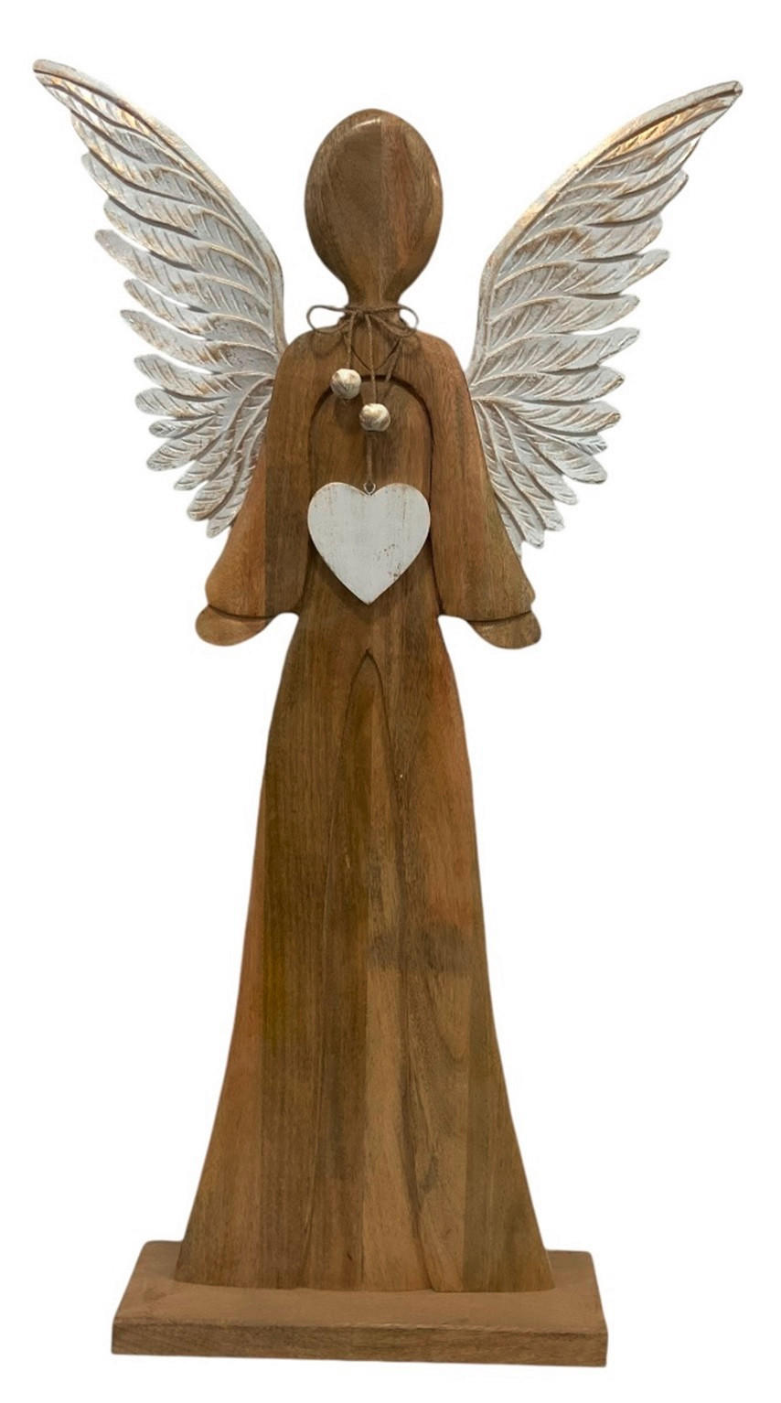 DEKOENGEL  - Braun/Weiß, LIFESTYLE, Holz/Metall (32/65/9cm) - X-Mas