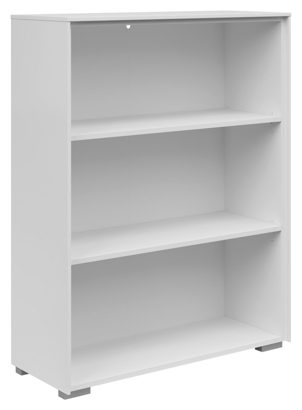 AKTENREGAL Weiß  - Silberfarben/Weiß, KONVENTIONELL, Holzwerkstoff/Kunststoff (81/110/37cm) - Voleo