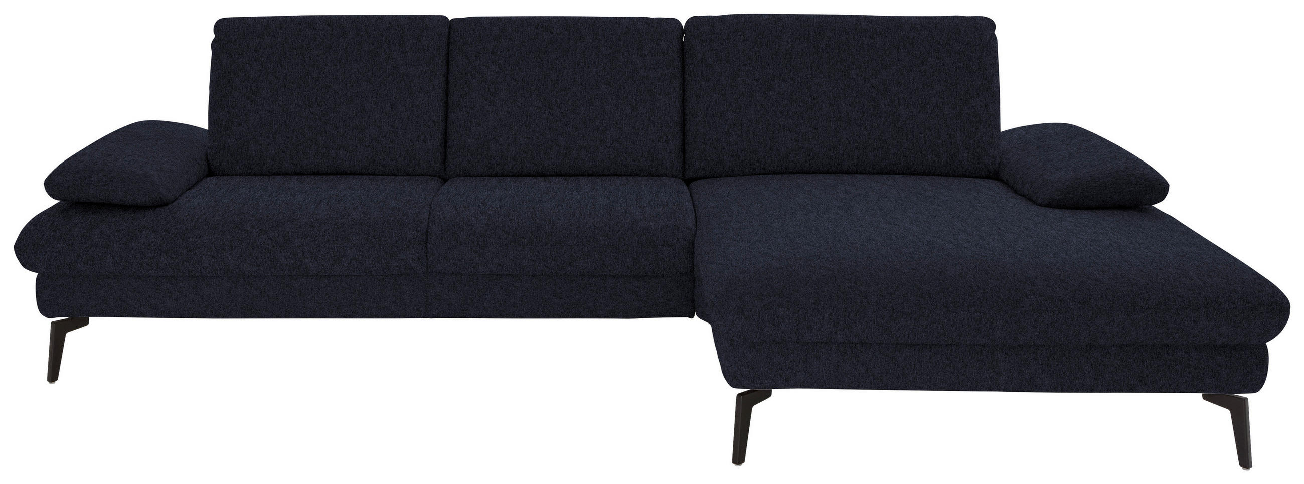 ECKSOFA in Chenille, Mikrofaser Anthrazit  - Anthrazit/Schwarz, Design, Textil/Metall (299/157cm) - Dieter Knoll