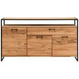 SIDEBOARD Asteiche massiv Eichefarben Einlegeböden  - Eichefarben/Schwarz, Design, Holz/Metall (135/92/44cm) - Linea Natura