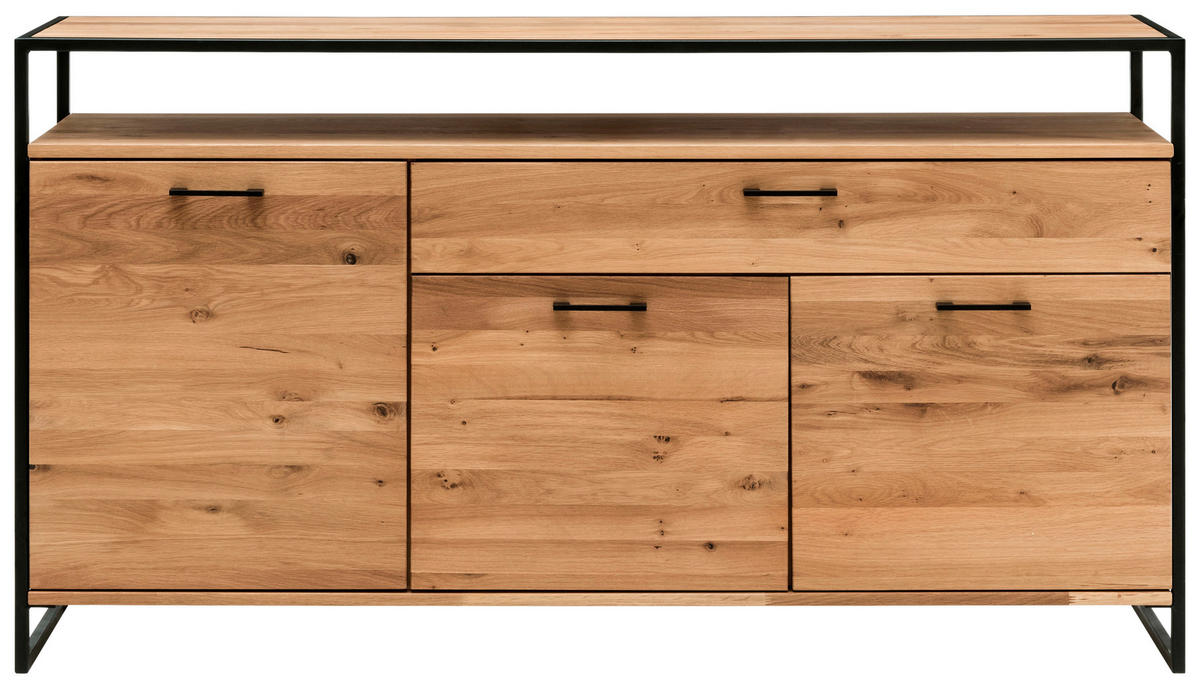 SIDEBOARD 135/92/44 cm  - Eichefarben/Schwarz, Design, Holz/Metall (135/92/44cm) - Linea Natura