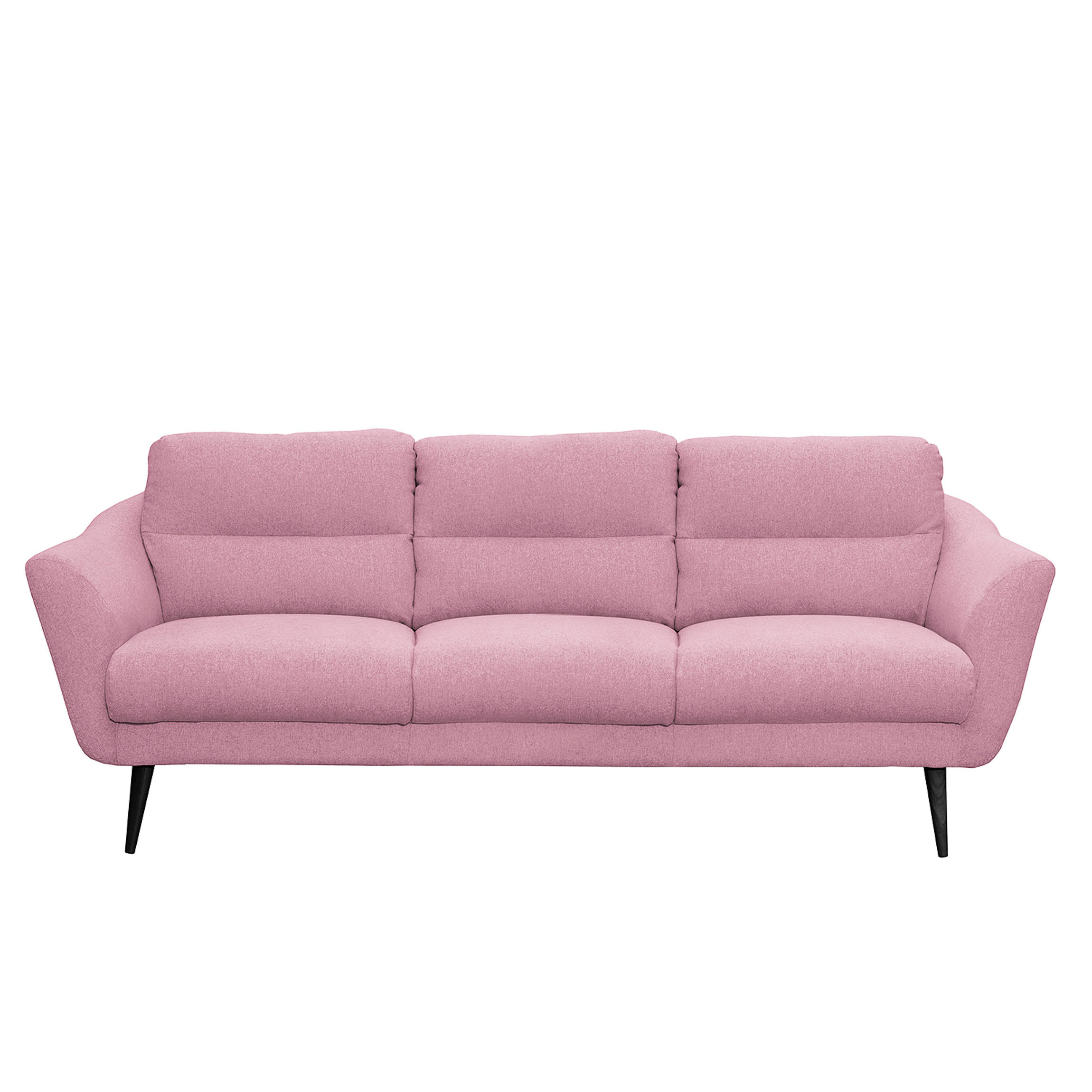 3-SITZER-SOFA in Webstoff Rosa  - Schwarz/Rosa, Design, Holz/Textil (209/87/88cm) - Livetastic