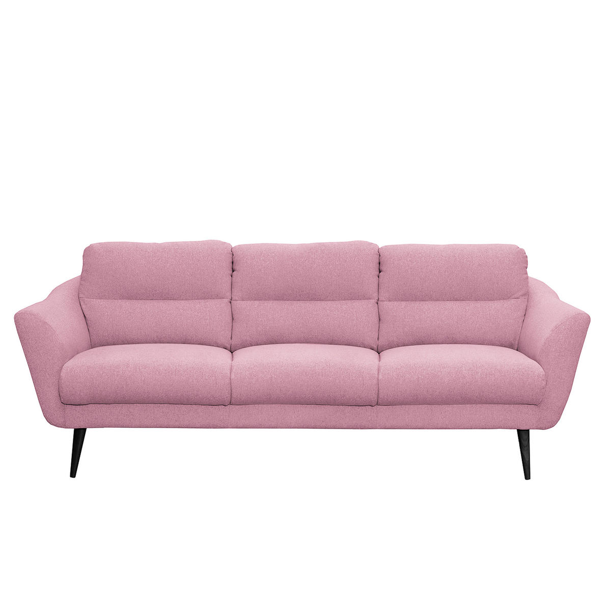 3-SITZER-SOFA in Webstoff Rosa  - Schwarz/Rosa, Design, Holz/Textil (209/87/88cm) - Livetastic