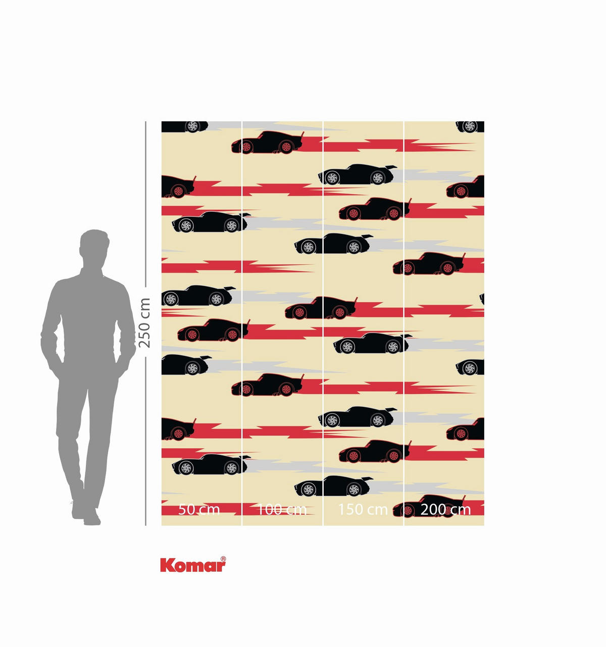FOTOTAPETE CARS PATTERN  - Beige, Design, Textil (200/250cm) - Disney
