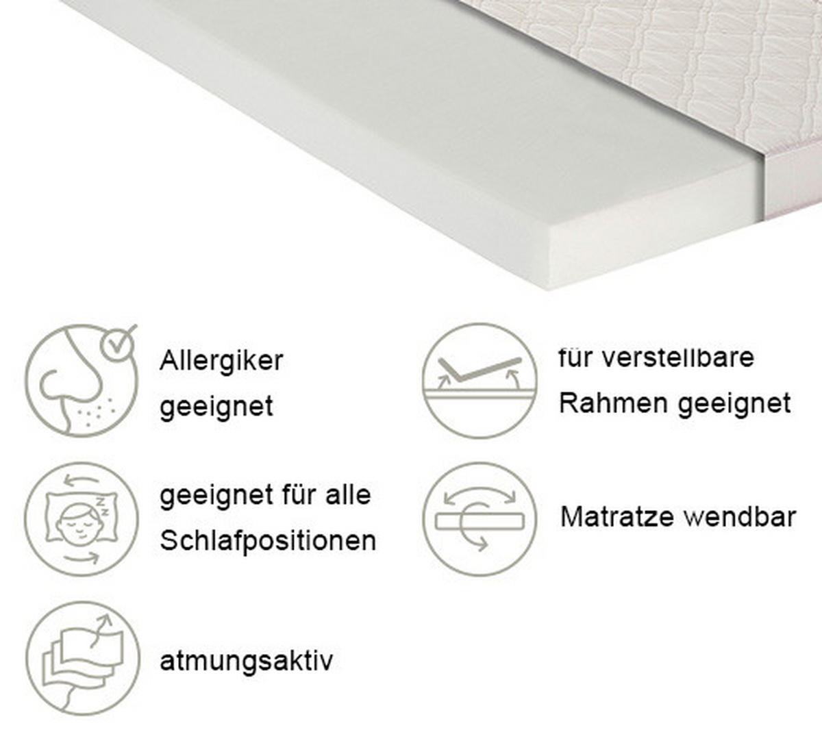 KALTSCHAUMMATRATZE 140/200 cm Höhe ca. 13 cm  - Weiß, Basics, Textil (140/200cm) - P & B