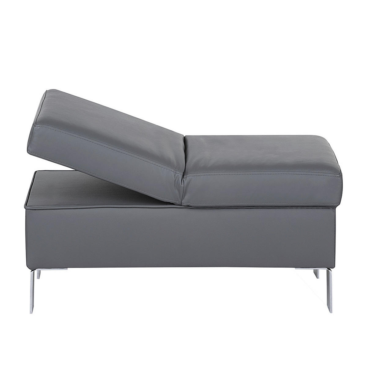 HOCKER Leder Anthrazit  - Chromfarben/Anthrazit, Design, Leder/Metall (91/44/57cm) - Livetastic