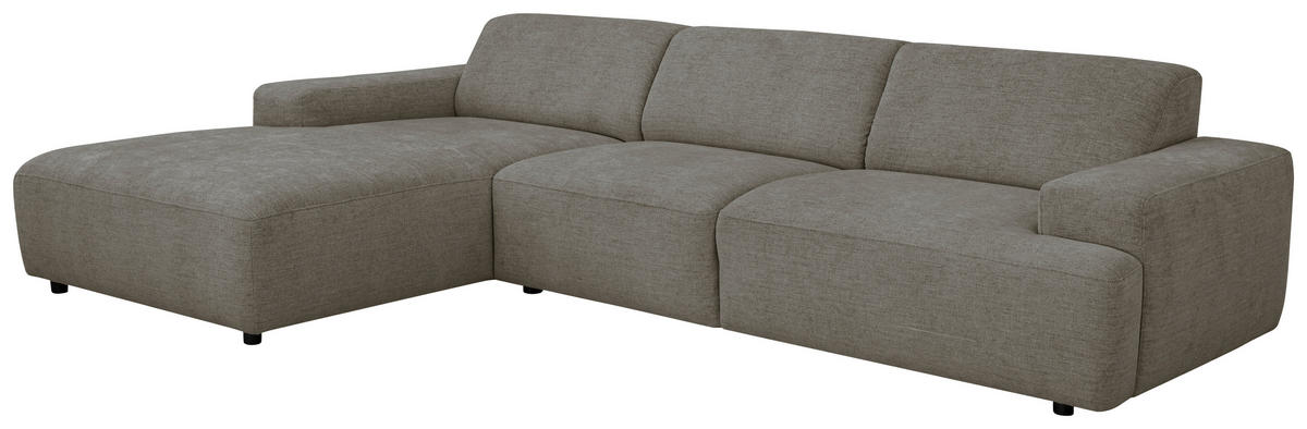ECKSOFA Beige Chenille Rücken echt  - Beige/Schwarz, MODERN, Kunststoff/Textil (185/296cm) - Hom`in