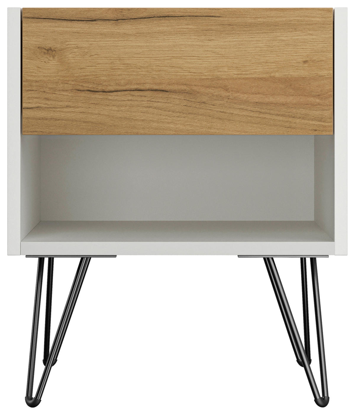 NACHTTISCH 41,2/50/35,6 cm  - Eichefarben/Schwarz, Basics, Holzwerkstoff/Metall (41,2/50/35,6cm) - MID.YOU