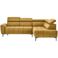 ECKSOFA in Velours Gelb, Goldfarben  - Gelb/Goldfarben, Design, Textil/Metall (261/191cm) - Stylife