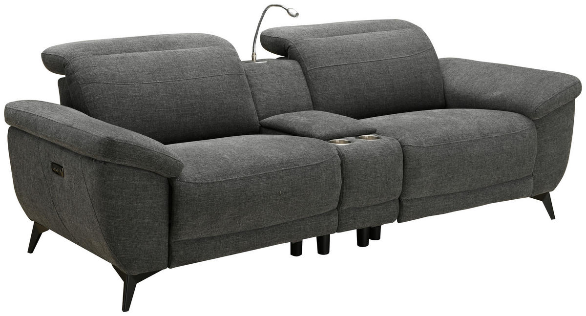 HEIMKINO-SOFA Webstoff Grau  - Chromfarben/Grau, MODERN, Textil/Metall (230/98/103cm) - Livetastic