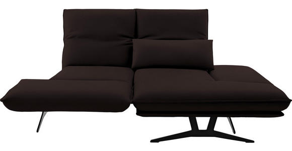 ECKSOFA in Echtleder Dunkelbraun  - Dunkelbraun/Schwarz, Design, Leder/Metall (210/130cm) - Dieter Knoll