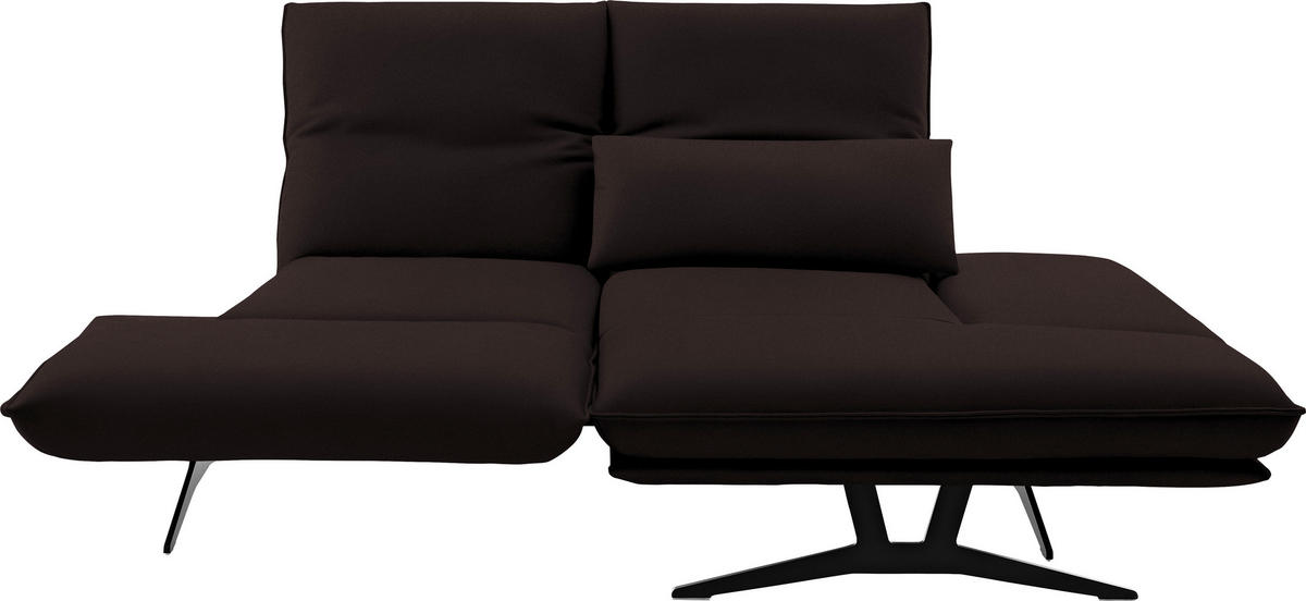 ECKSOFA in Echtleder Dunkelbraun  - Dunkelbraun/Schwarz, Design, Leder/Metall (210/130cm) - Dieter Knoll