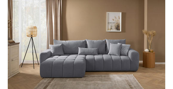 ECKSOFA  in Velours Dunkelgrau  168/298 cm  - Dunkelgrau/Schwarz, KONVENTIONELL, Kunststoff/Textil (168/298cm) - Carryhome