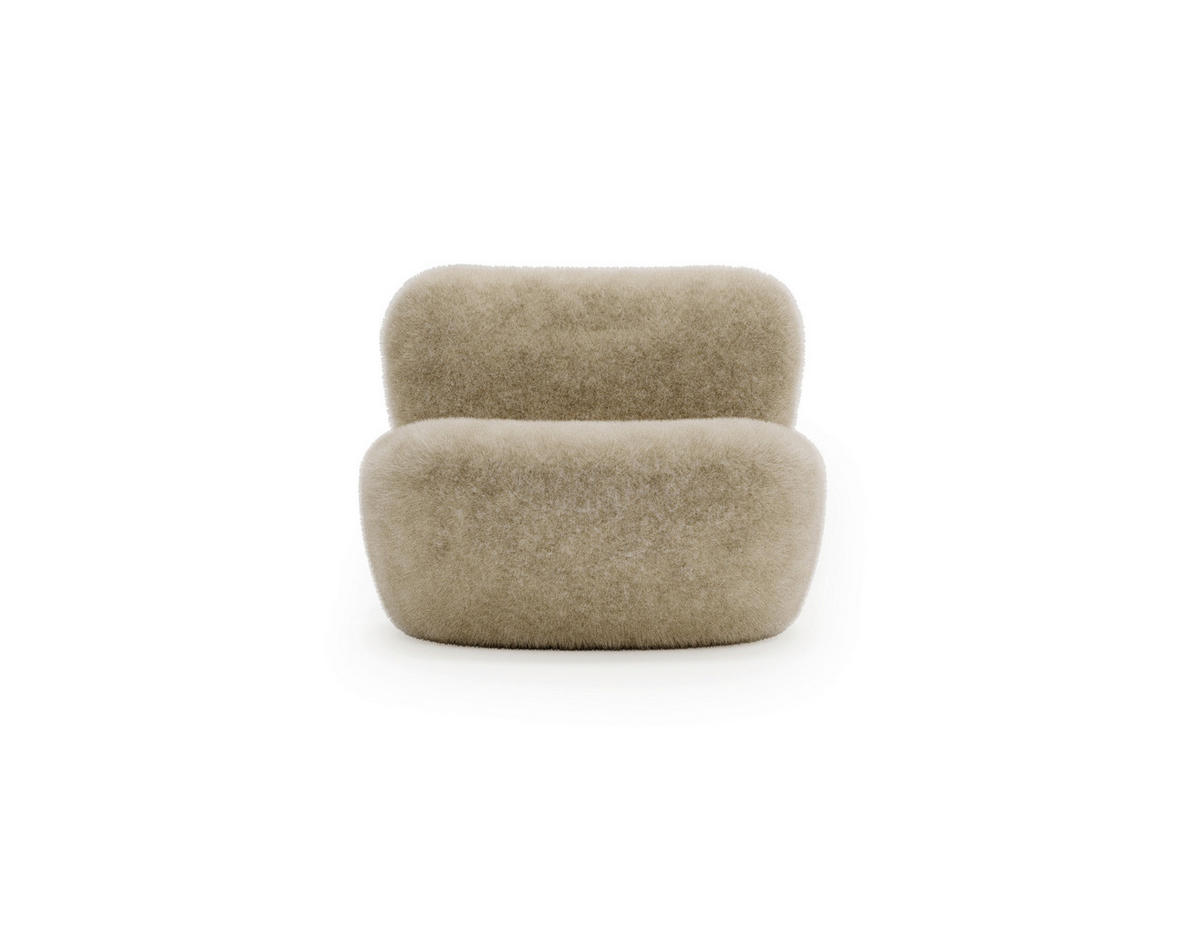 SESSEL Teddystoff Beige  - Beige/Schwarz, Design, Holz/Textil (76/70/70cm) - Livetastic