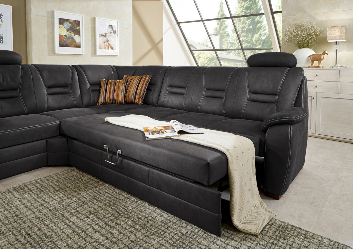 SAROKKANAPÉ textil szürke  - bézs/szürke, Konventionell, textil/fa (234/286cm) - Beldomo Comfort
