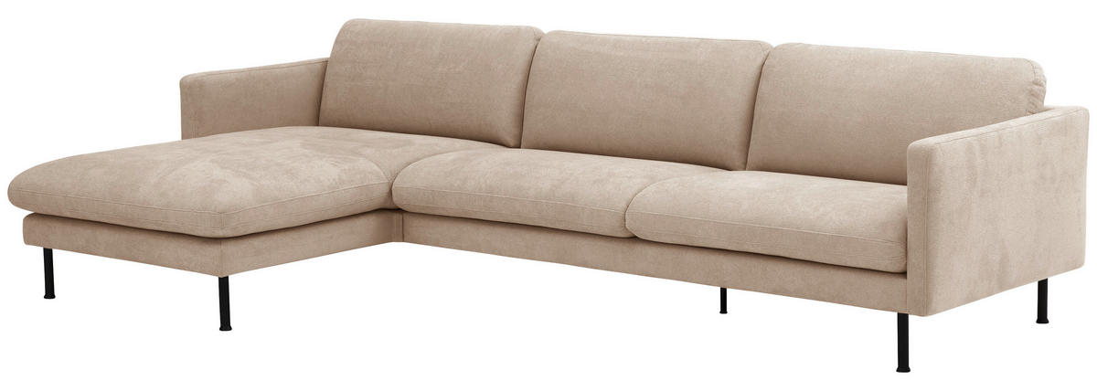 ECKSOFA in Flachgewebe Beige  - Beige/Schwarz, Modern, Textil/Metall (286/78/160cm) - Max Winzer