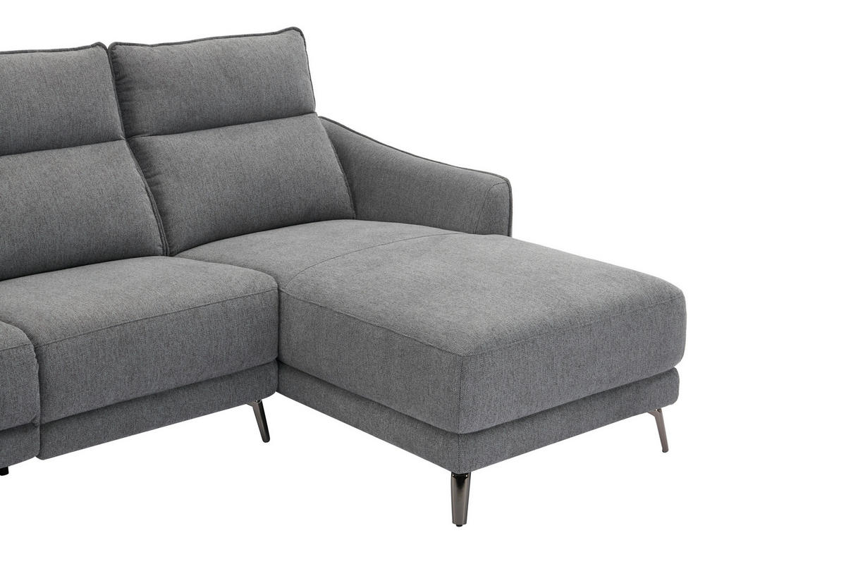 ECKSOFA in Struktur Grau  - Chromfarben/Grau, Modern, Textil/Metall (239/168cm) - MID.YOU