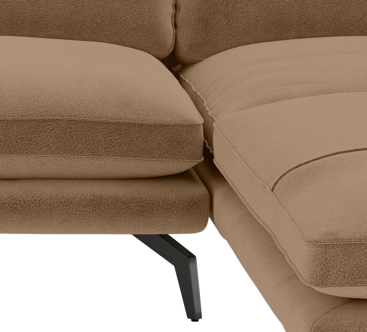ECKSOFA in Flachgewebe Braun  - Dunkelgelb/Schwarz, Design, Textil/Metall (250/202cm) - Livetastic