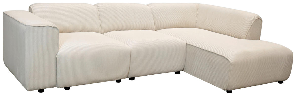 ECKSOFA ANTHONY Beige Cord  - Beige/Schwarz, Design, Kunststoff/Textil (275/163cm) - MID.YOU