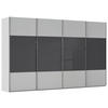 SCHWEBETÜRENSCHRANK 361/235/68 cm 4-türig Schwarz, Seidengrau  - Chromfarben/Seidengrau, KONVENTIONELL, Glas/Holzwerkstoff (361/235/68cm) - Novel
