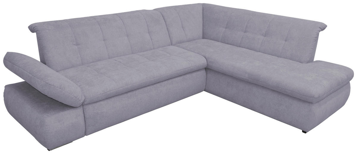 ECKSOFA Grau Mikrofaser  - Chromfarben/Grau, KONVENTIONELL, Textil/Metall (273/216cm) - MID.YOU