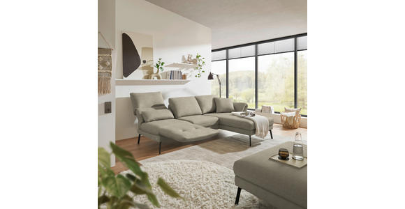 ECKSOFA  in Flachgewebe Sandfarben  255-365/175-224 cm  - Sandfarben/Schwarz, Design, Textil/Metall (255-365/175-224cm) - Dieter Knoll