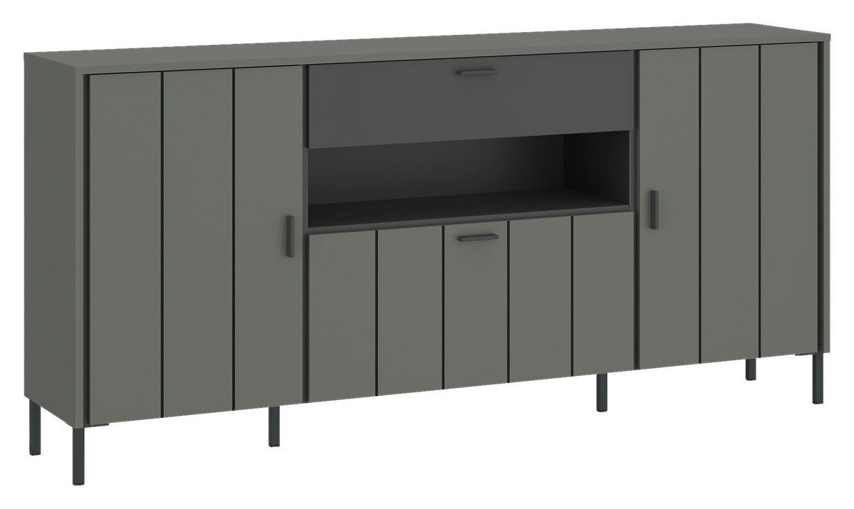 SIDEBOARD SHIRLEY  in 173,2/84,8/40 cm  - Schwarz/Grau, Design, Holzwerkstoff/Kunststoff (173,2/84,8/40cm) - Carryhome