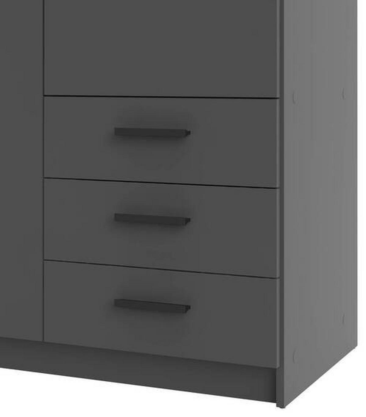 GARDEROB 98,5/200,4/49,8 cm 2-dörrar - grå/svart, Basics, metall/trämaterial (98,5/200,4/49,8cm) - Best Price