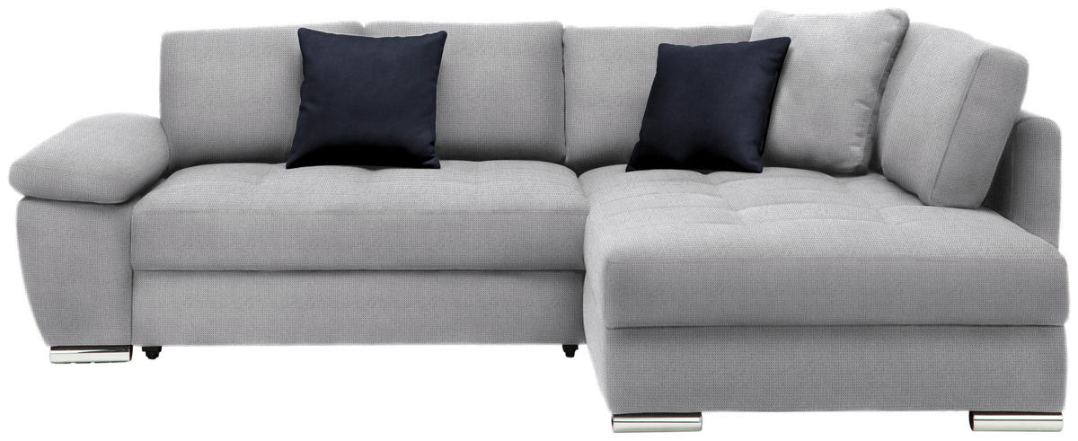 ECKSOFA in Webstoff Hellgrau  276/212 cm  - Chromfarben/Silberfarben, Design, Kunststoff/Textil (276/212cm) - Carryhome