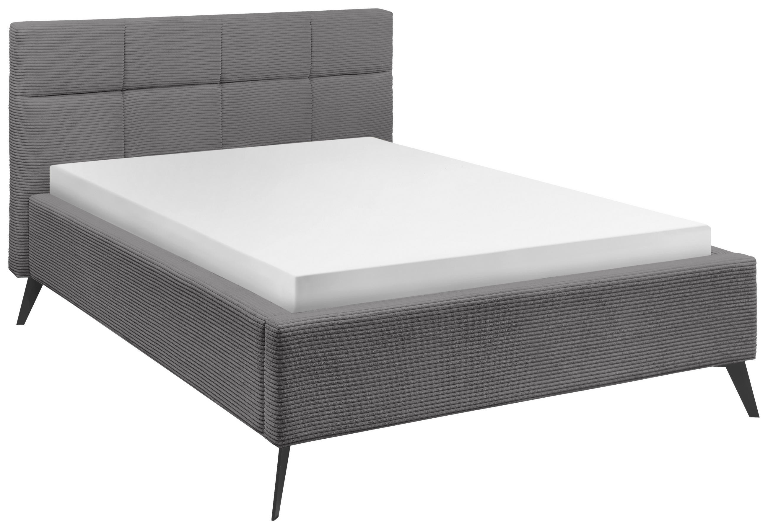 POLSTERBETT 140/200 cm,  in Grau,  - Schwarz/Grau, KONVENTIONELL, Textil/Metall (140/200cm) - SetOne by Musterring