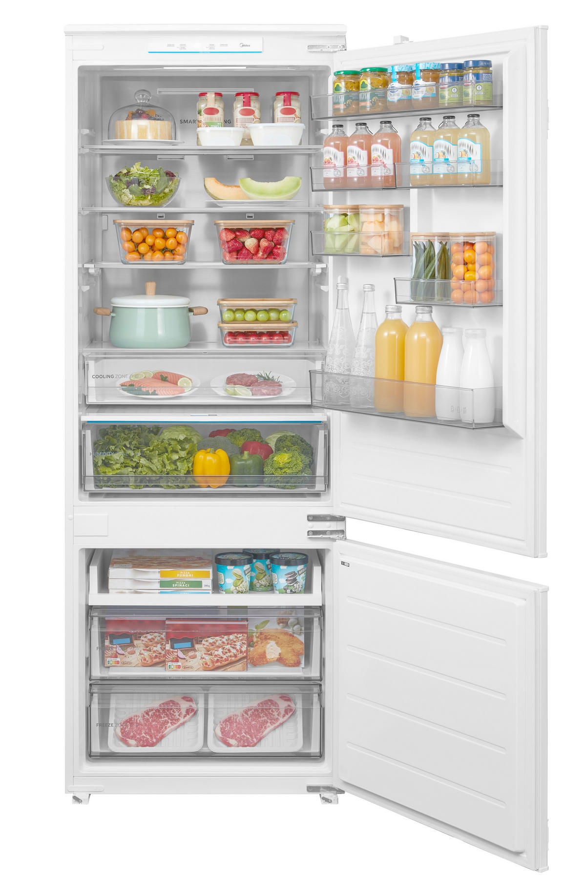 KÜHL-GEFRIER-KOMBINATION MDRE554FGD01  - Weiß, Basics, Glas/Kunststoff (69/194/55cm) - Midea