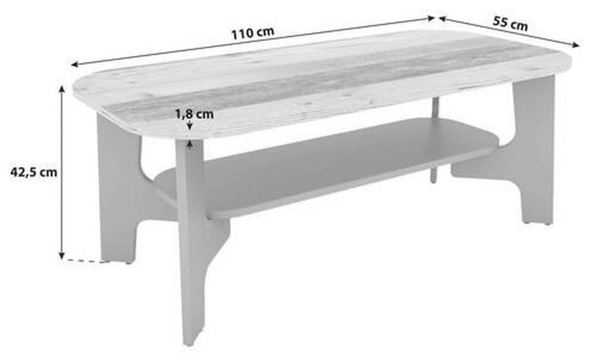 COUCHTISCH 110/55/42,5 cm rechteckig Graphitfarben, Alteiche  - Alteiche/Graphitfarben, KONVENTIONELL, Holzwerkstoff (110/55/42,5cm) - MID.YOU